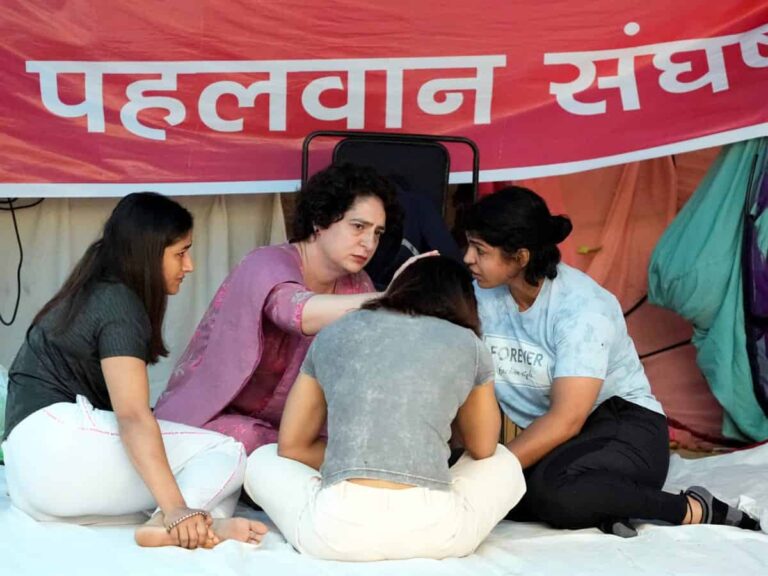 Priyanka Gandhi joins the protesting wrestlers at Jantar Mantar and demands the FIR copy
