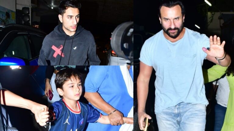 Saif Ali Khan attends the screening of Adipurush with his sons Ibrahim and Taimur. Watch