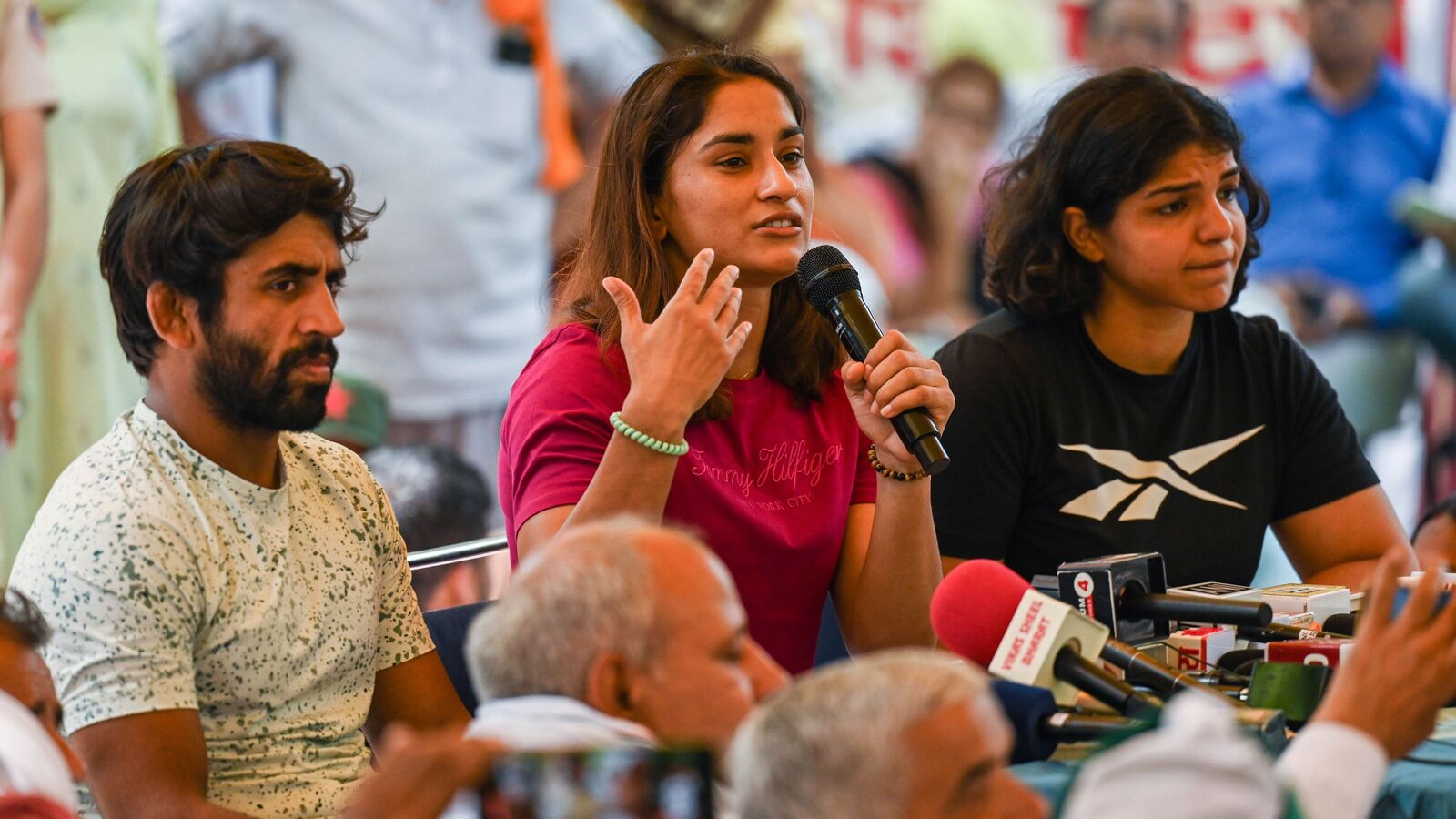 Top wrestlers arrive at the Sports Minister’s residence hours after being invited for talks