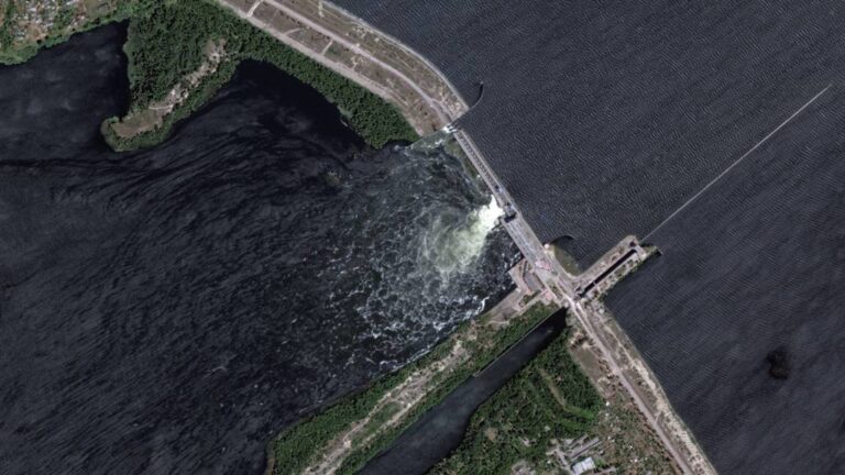Russia is accused by Ukraine of detonating a large Dam on the Dnipro River close to Kherson