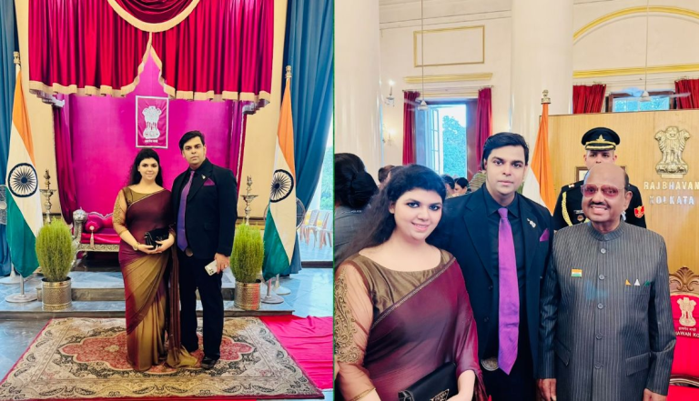 Dr. Supratim Akaash Paul and Dr. Indrani Paul with Honourable Governor of West Bengal Dr. C.V. Ananda Bose